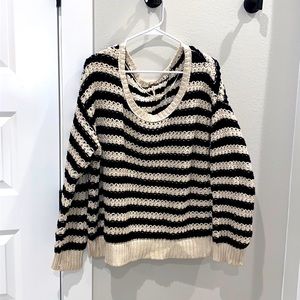 EUC Oversized Chunky Free People Size L Large Crochet Knit Striped Sweater